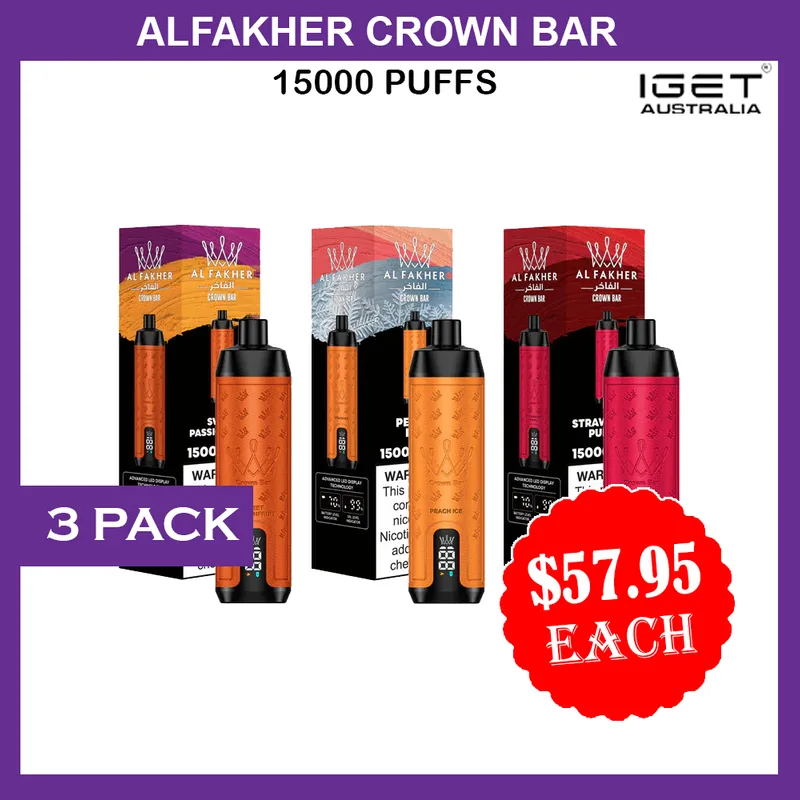 Alfakher Crown Bar – 15000 Puffs – 3 Pack