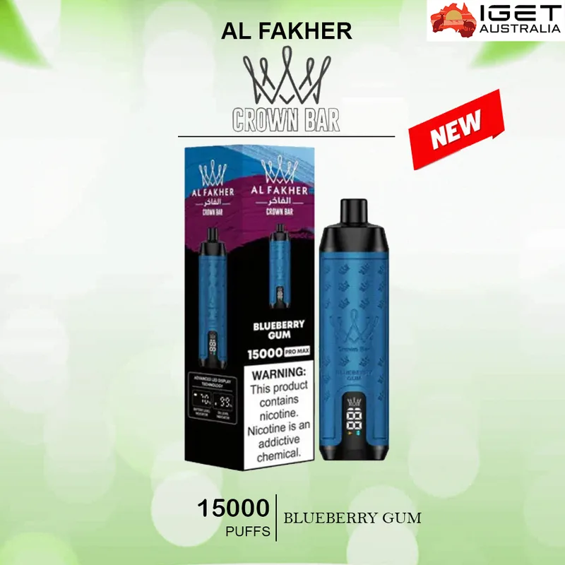 Alfakher Crown Bar – Blueberry Gum – 15000 Puffs