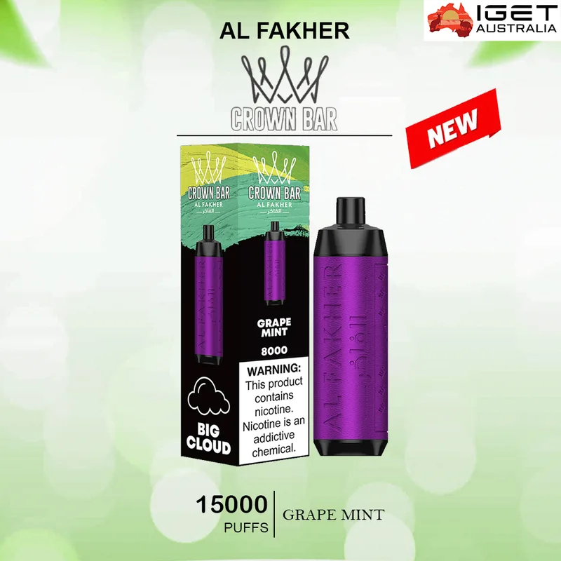 Alfakher Crown Bar – Grape Mint – 15000 Puffs