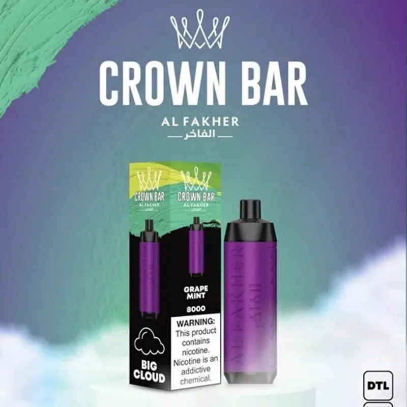 Alfakher Crown Bar- Grape Mint – 8000 Puffs