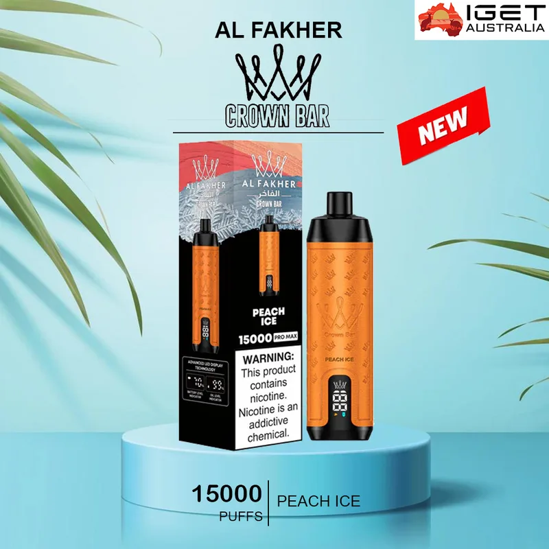 Alfakher Crown Bar – Peach Ice- 15000 Puffs