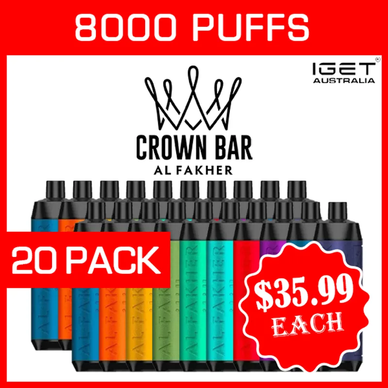 Alfakher Crown Bar – 8000 Puffs – 20 Pack