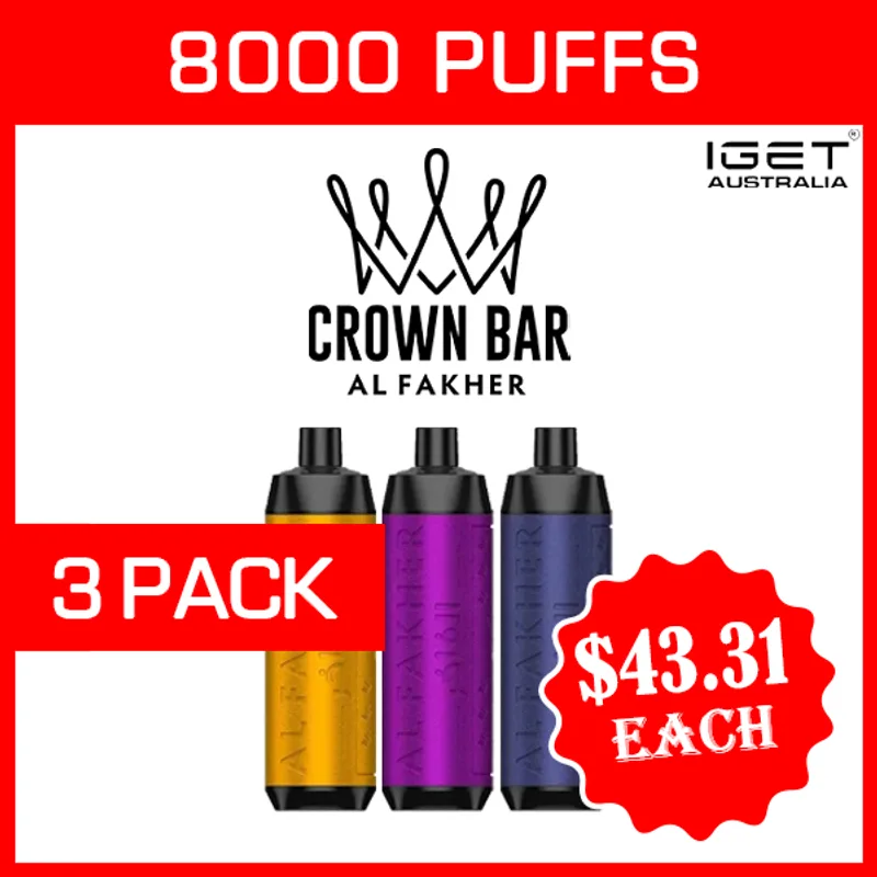 Alfakher Crown Bar – 8000 Puffs – 3 Pack