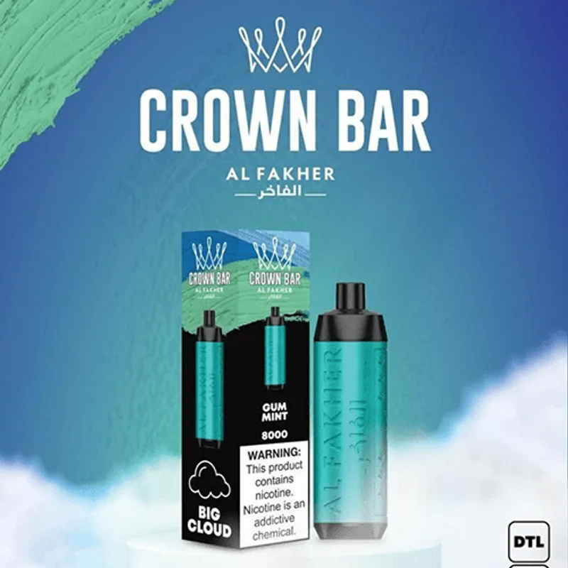 Alfakher Crown Bar Gum Mint – 8000 Puffs