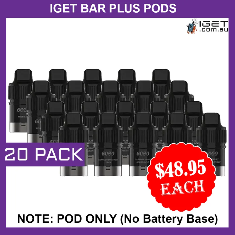 IGET Bar Plus – Pod Only – 20 Pack – 6000 Puffs (no Battery Base)