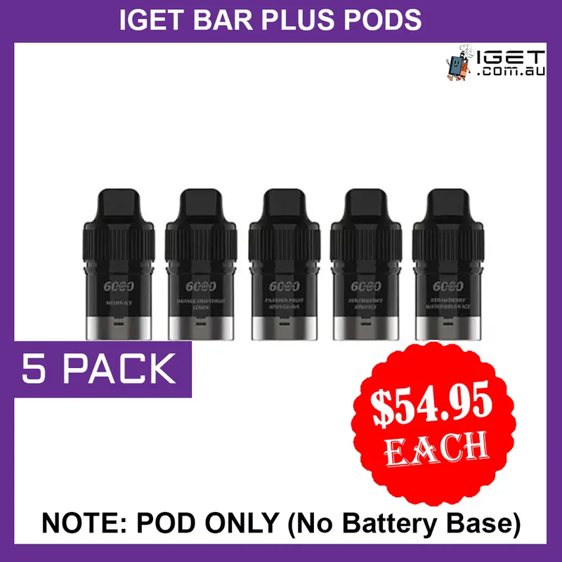 IGET Bar Plus – Pod Only – 5 Pack – 6000 Puffs (no Battery Base)