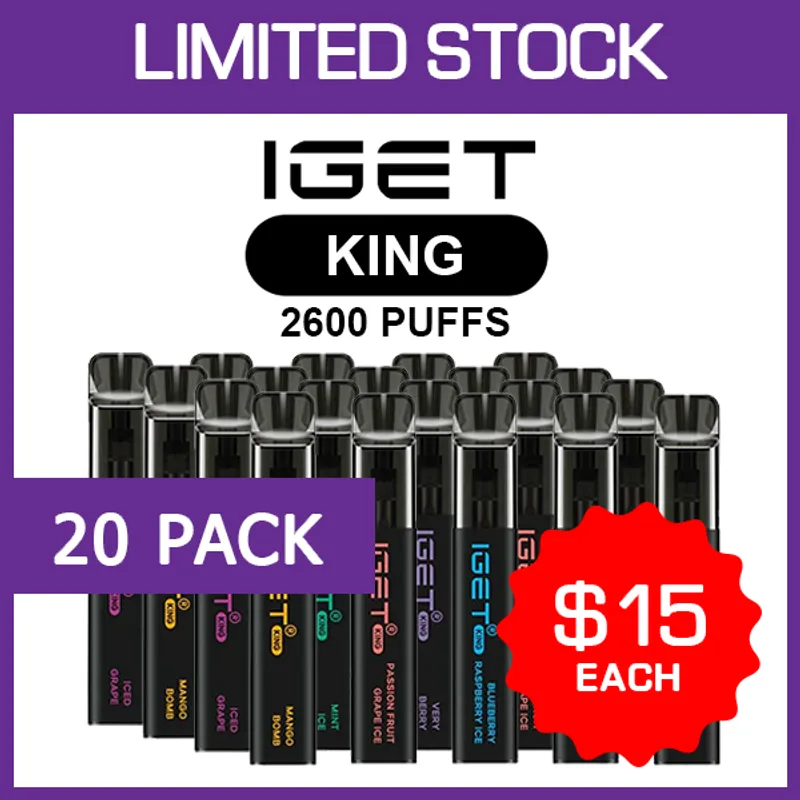 IGET King – 2600 Puffs – 20 Pack