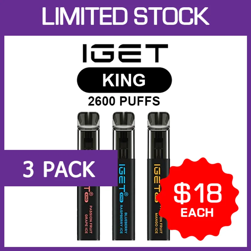 IGET King – 2600 Puffs – 3 Pack
