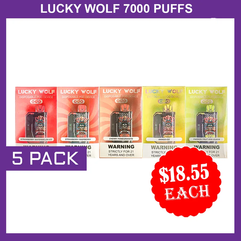 Lucky Wolf 7000 Puffs – 5 Pack