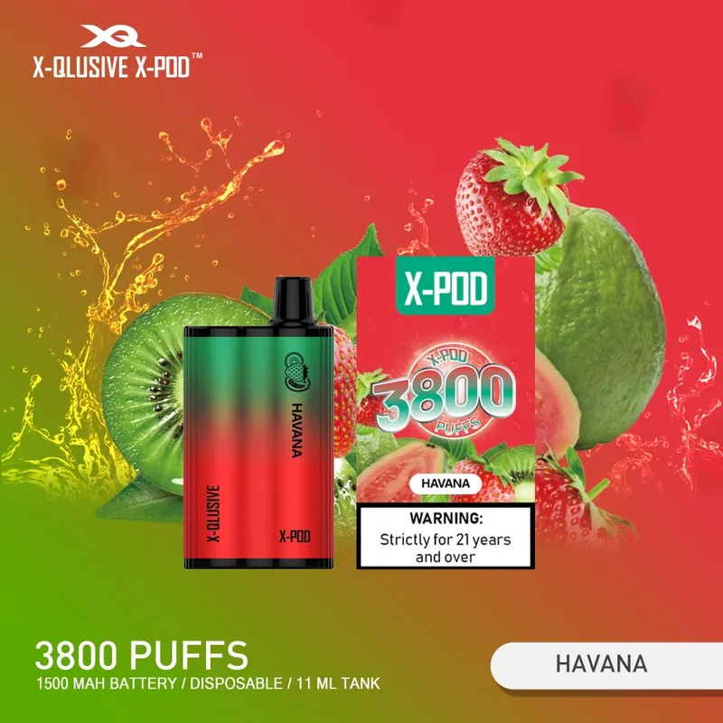 X-Qlusive X-Pod Havana (strawberry Kiwi Guava) – 3800 Puffs